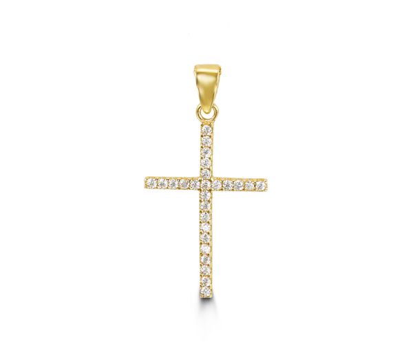PENDENTIF 10K CZ CROIX 20X15MM